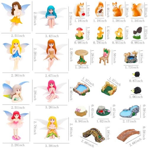 29 Pieces Miniature Fairy Garden Accessories Small Fairy Figurines Hand Painted Fairies Figures for Car Decor Garden Flower Pot Birthday Cake Topper (Fairy Garden)