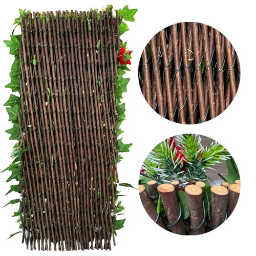 Expandable Fence Privacy Screen for Balcony Patio Outdoor (Christmas-Ivy)