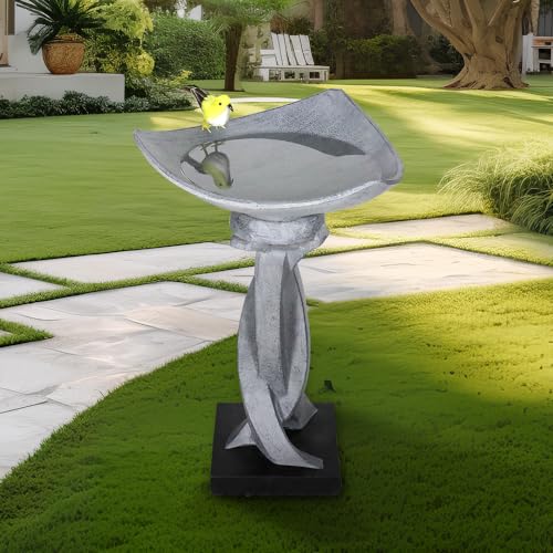 22.8”Tall Bird Baths for Garden (Modern-gray / 22.8inch)