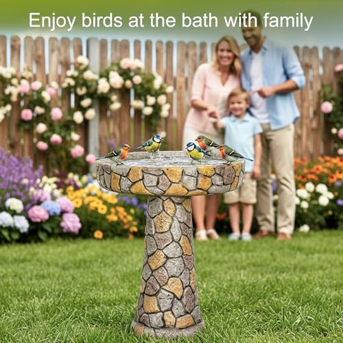24" H Outdoor Bird Bath (Rustic Gray)