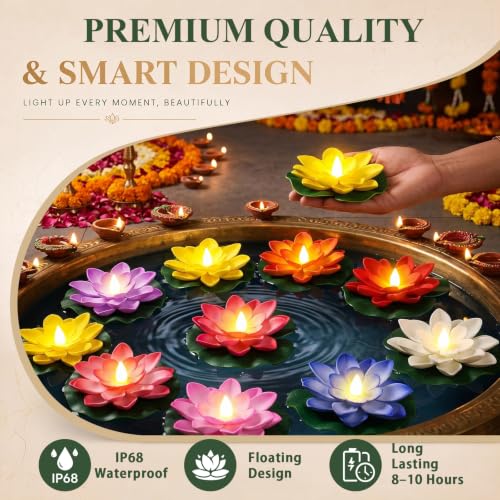 8 Pcs Floating Lotus LED Lights (8 Colors / 3.94 Inch)