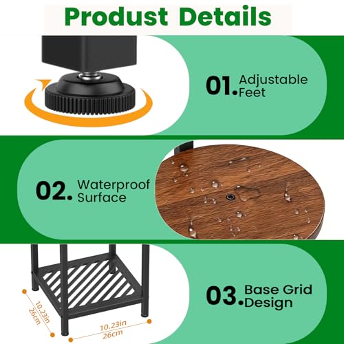 Tall 5 Tier Corner Plant Stand Indoor (Wood + Black / 5-Tier Square Base)