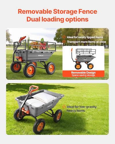 Garden Dump Cart 1500lbs 15 Cu.Ft (Grey01)