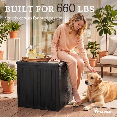150 Gallon Large Outdoor Storage Box w (Dark Black / 150 Gallon)