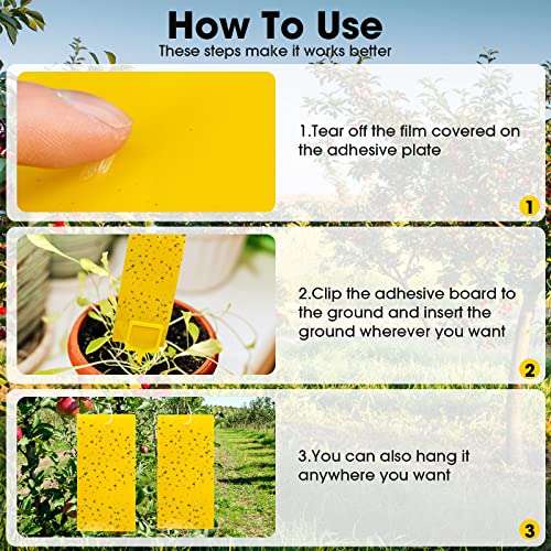 220 Pcs 7.9 x 4 Inch Yellow Sticky Traps for Plant Gnats Dual Sided Fruit Fly Sticky Traps for Indoors Outdoors with Twist Ties & Plastic Holders for Insect (7.9 x 4 Inch)