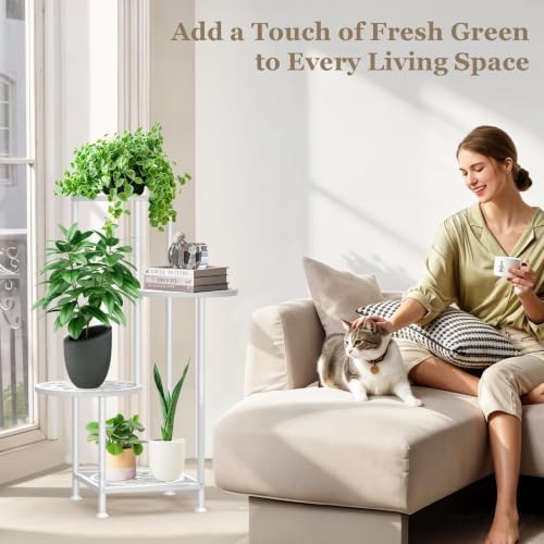 4 Tier Plant Stand Indoor Outdoor (Flower White / 4 Tier)