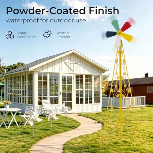 8FT Ornamental Windmill for Yard (6.2ft-yellow)