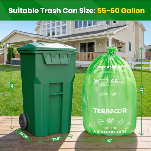 55 60 Gallon Compostable Trash Bags Liners (55 Gal)