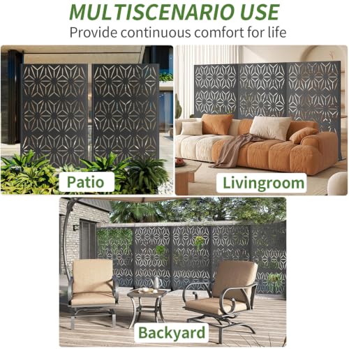 Metal Privacy Screen Outdoor Freestanding (Black / Rectangle D)