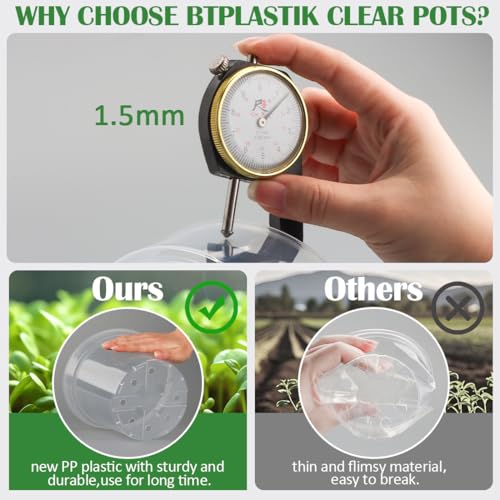 9 Pack 8/7/6 Inch Clear Nursery Pots for Plants with Saucer, Transparent Plastic Plant Pots with Drainage Holes, Sturdy Seedling Starter Pot, Garden Planter Pot for Succulents Flowers Herb Vegetables (18 Count)