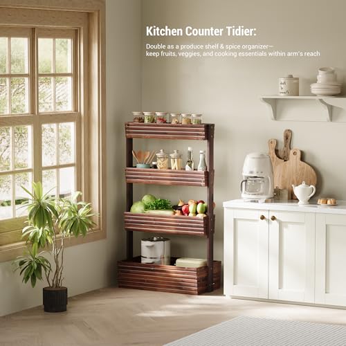 Wood Vertical garden planter herb Raised garden bed indoor kit standing (Carbonized / 4-Tier)
