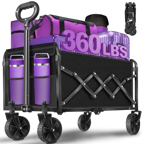 Wagon Cart Foldable (Light Black-360lbs)