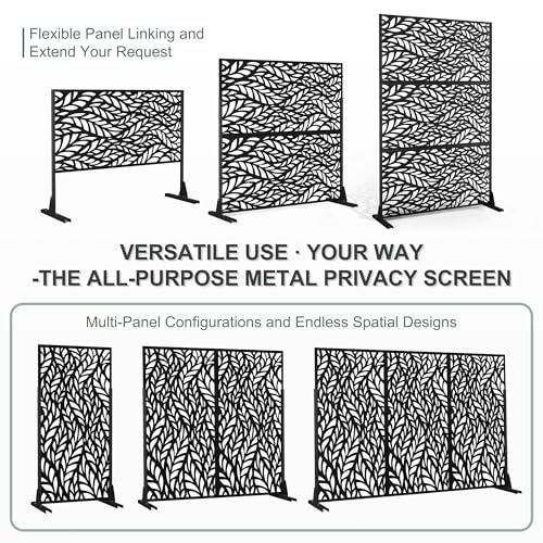 Metal Outdoor Privacy Screen (71"H×47"W / Black Spring)