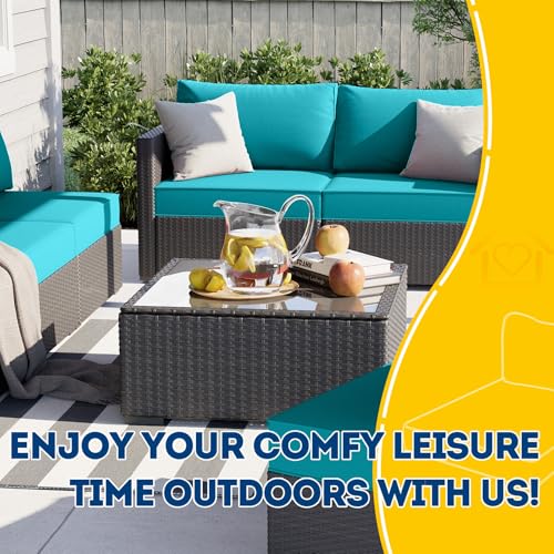 Outdoor Chair Cushions (Turquoise Blue / 23.5"x25.5"x5" / 23.5"x13.5")