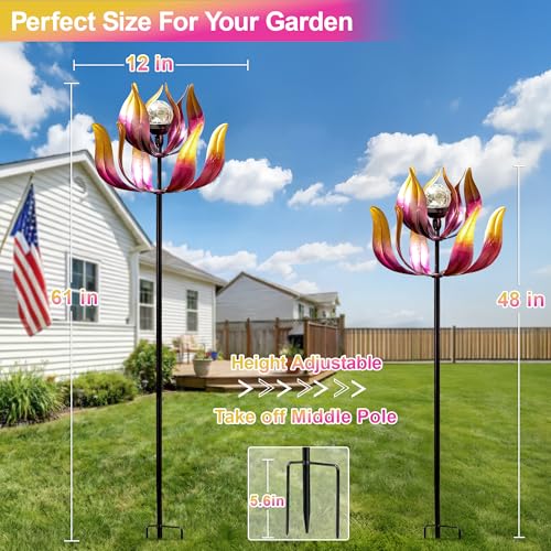 Solar Wind Spinners Outdoor for Yard and Garden (Lotus Flower)