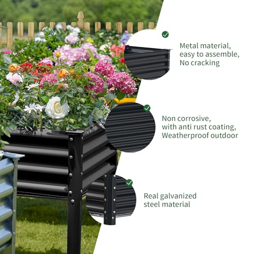 Galvanized Raised Garden Bed with Legs (Gray / 96×24×32in)