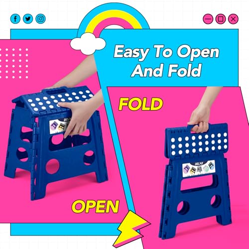 Folding Step Stool 13 inch 2 Pack (Blue / 13 Inch-2 Pack)