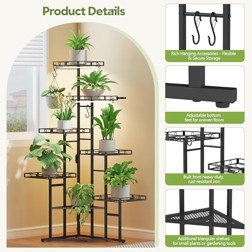 Plant Stand Indoor with Grow Lights (Black / 7-Tier with grow light)