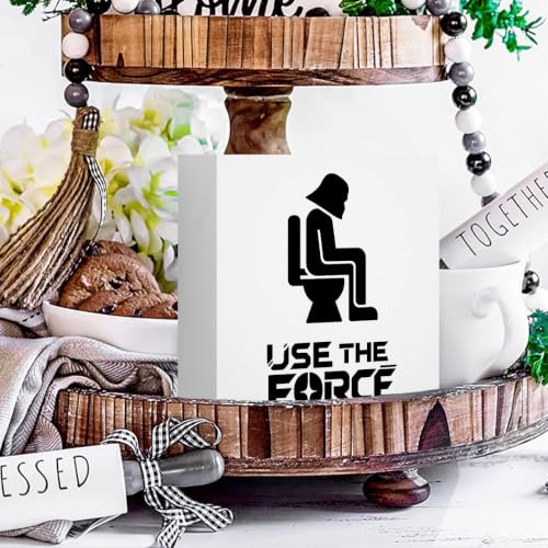 Bathroom Decor Use The Force Wooden Box Sign 5 x 5 Inches (White 1618 / Wooden box（5.1 x 5.1 inches）)
