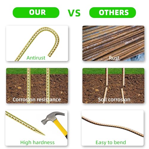 40 Pack 12 Inch Rebar Stakes Anti (J-12'' 6mm 40pcs GD)