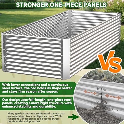 2 Pack Tall Corrugated Galvanized Steel Raised Garden Bed Outdoor (3x2FTx15inch)