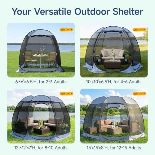 6x6 FT Pop Up Screen Tent (Charcoal Gray / 6'x6')
