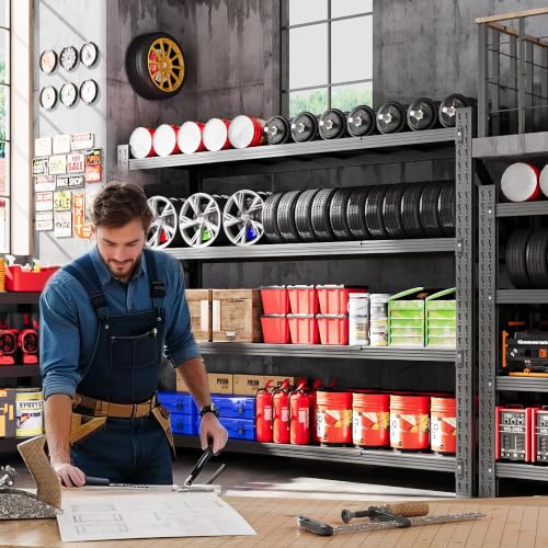 79” Wide Heavy Duty Metal Garage Shelving (Matte Black / 79"Wx24"Dx79"H)