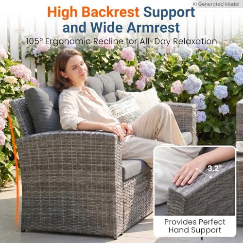 4 Piece Patio Furniture Set (Dark Gray / 4)