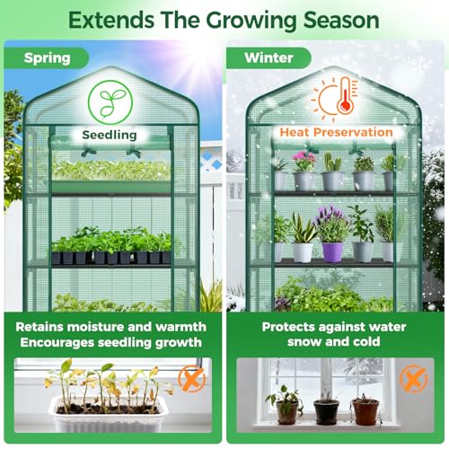 Small Greenhouse for Indoor Outdoor with Wheel (Green / Large)