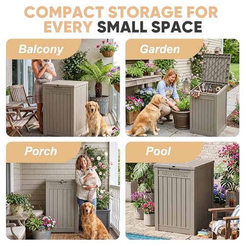 56 Gal Waterproof Outdoor Storage Box UV Resistant Deck Box (Grey / 56 Gallon)