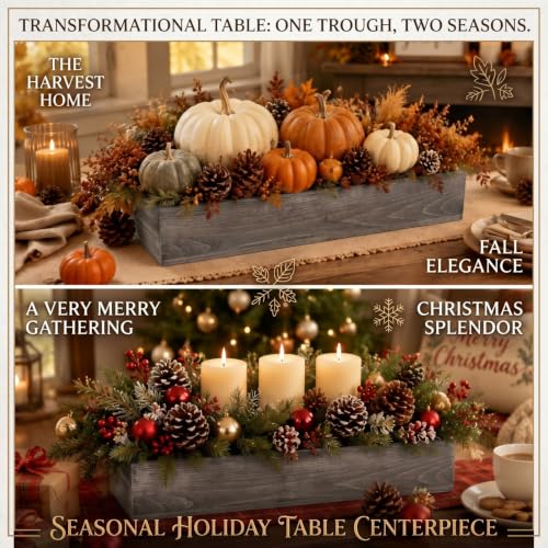 10 Set Wood Boxes for Centerpieces 12x4 Inch Rectangle Wooden Planter Box Rustic Wooden Planters with Removable Plastic Liner Floral Foam Blocks for Christmas Wedding Home Garden Decor (12 X 4 Inch / Brown)