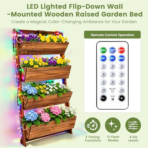 4ft 4 Tier Lighted Wall (51"h-4-tier Raised Garden Bed)