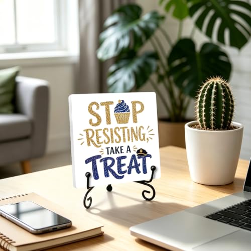 Police Officer Gift for Home Office Book Shelf Table Decor 6.3x6.3 In (Multicolor 1730 / Wooden sign with iron frame（6.3 x 6.3 inches）)