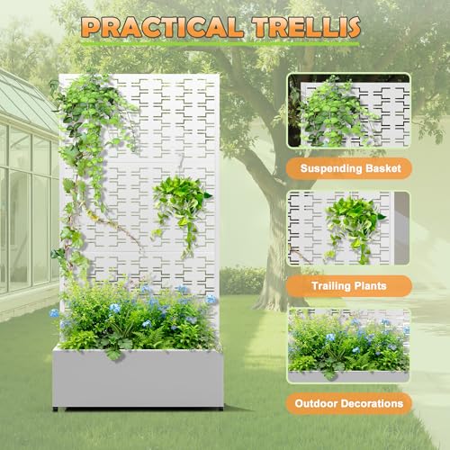 Metal Raised Garden Bed (White-brick / 71" x 35" x 16")