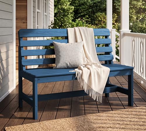 Armless Outdoor Bench (Navy / 2 Person)