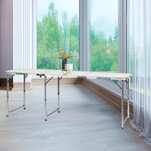 6.0 Ft Folding Portable Camping Table (White / 6 FT)