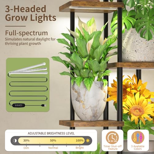 Plant Stand Tall for Indoor Corner with Light