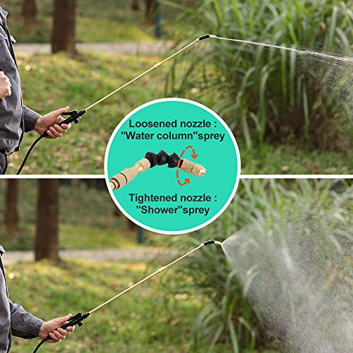 Portable Garden Pump Sprayer Brass Wand Shoulder Strap for Yard Lawn Weeds Plants 2Gal (White / 2 Gallons)