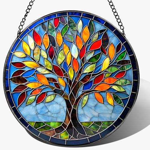 8 Inch Stained Glass Ornament (Tree of Life B)