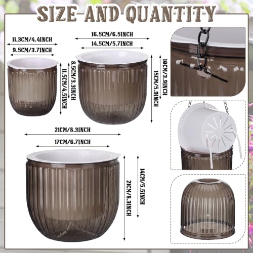 3 Pcs 8.3'' 6.5'' 4.5'' Hanging Self Watering Pot for Indoor Plant (Gray / 6.9'' 6.5'' 4.5'')