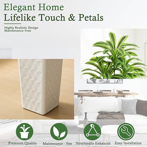 Artificial Dracaena Tree (Light Green – White Pot / 7FT)
