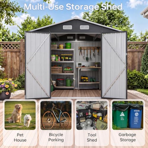 8x6FT Outdoor Storage Shed Black (Dark Black / 8' x 6')