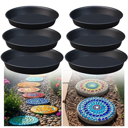 6 Pcs Round Stepping Stone Molds (Round-Black2)