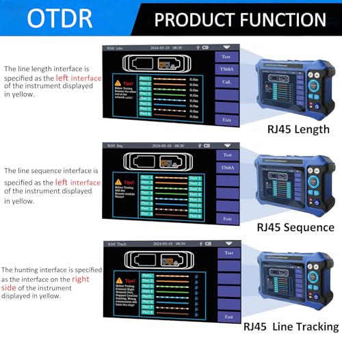 16-in-1 OTDR Fiber Optic Tester 1310/1550/1625nm, with Event Map, 10G PON OPM, VFL, OLS, RJ45 Cable Tracker, 80km Range Network Diagnosis Tool (Blue and White)