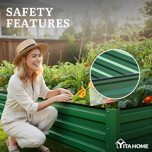 2pcs 12x4x1ft Galvanized Raised Garden Bed (12x4x1FT(2PCS) / Green)