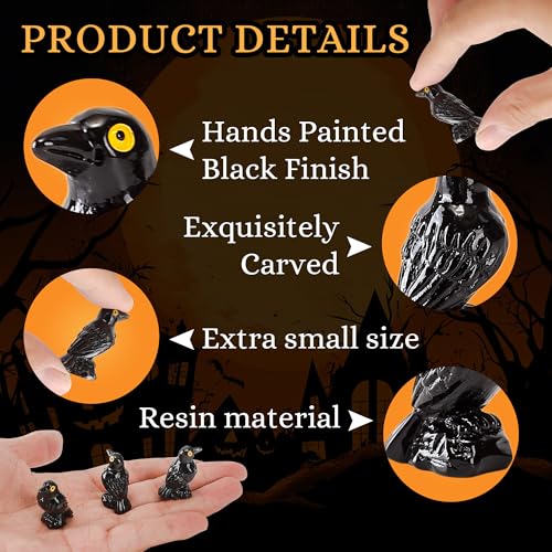 30 Pcs Miniature Resin Crows Black Raven Figurines Spooky Halloween Decor Tiny Animals for Terrariums & DIY Crafts (Cows / 30 Pcs)