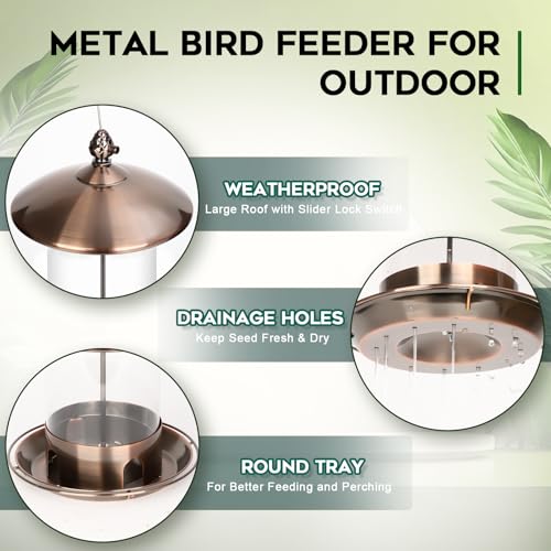 Metal Bird Feeders for Outdoors Hanging (Copper)