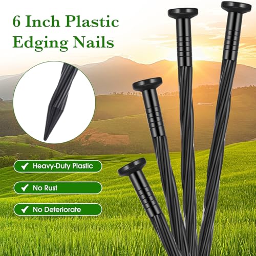 300 Pcs 8 Inch Black Landscape Edging Stakes (Black / 10 Inch)