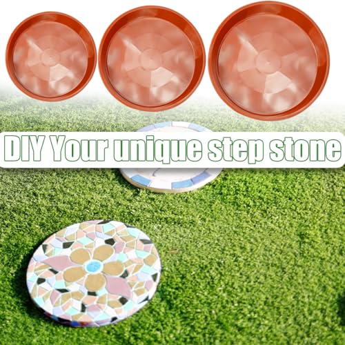 Reusable Mold Tray for Stepping Stone 3 Size Soft Plastic Cement Molds for Concrete and Stained Glass Round Brown (brown)