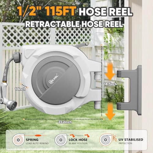 Retractable Garden Hose Reel (Dark Grey / 1/2" x 115FT)